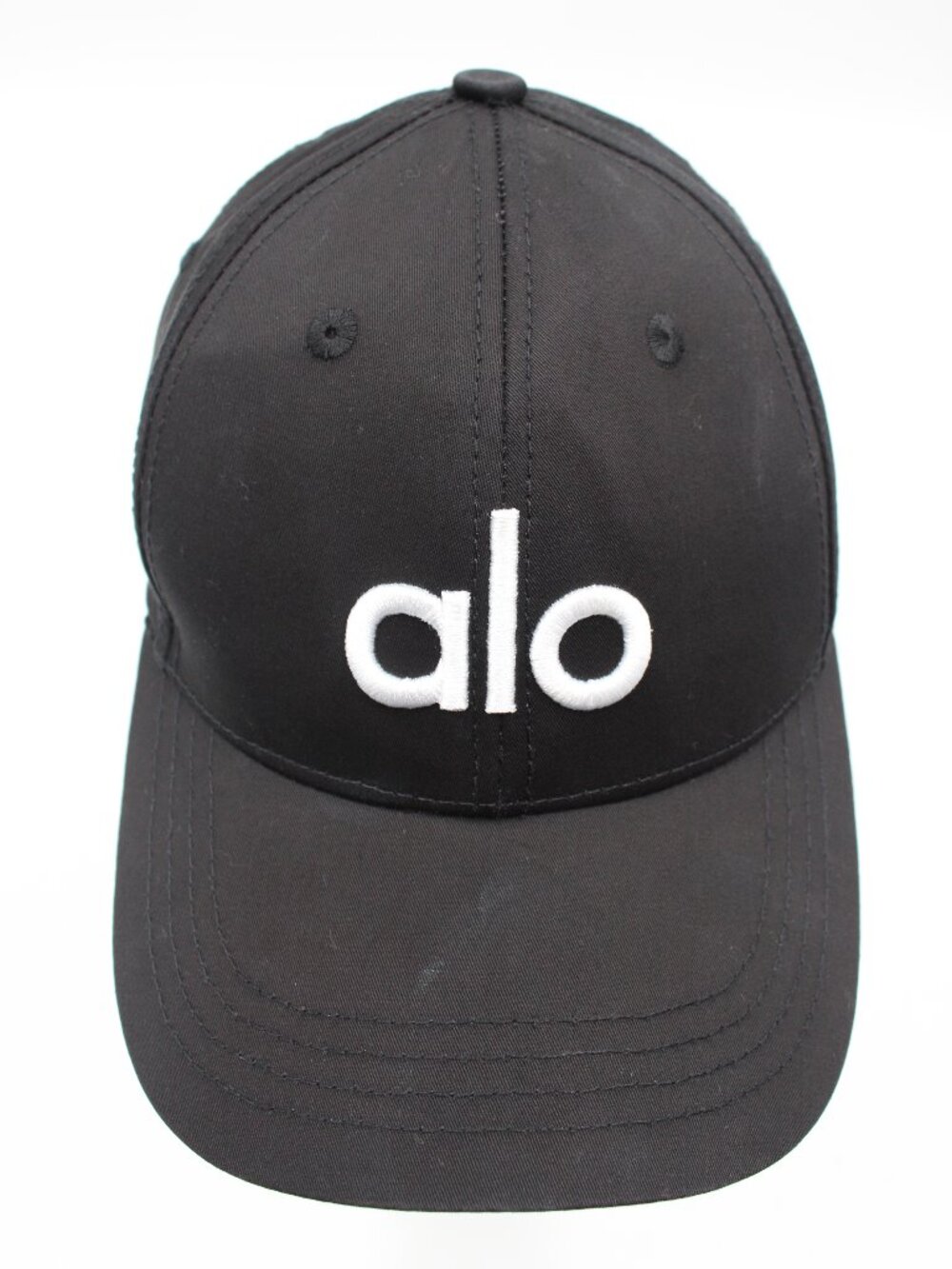 Alo Yoga Hat Black Strapback Cap One Size Adjustable Embroidered White Logo